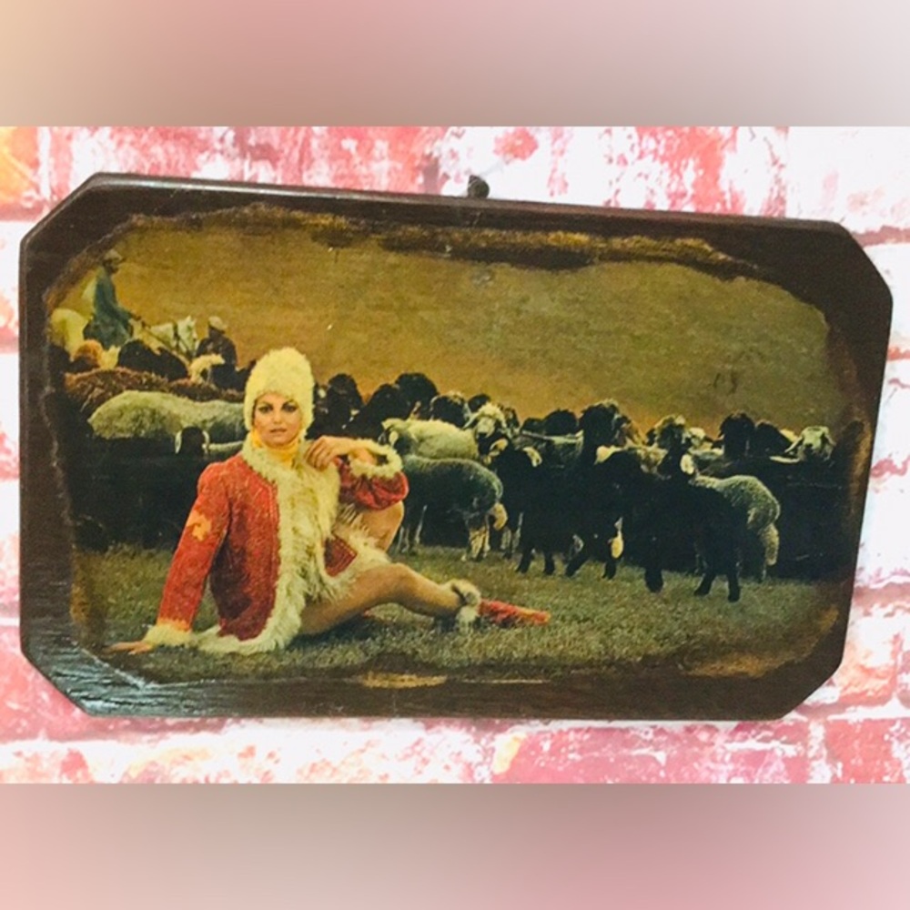 Vintage 70s Wooden Pastoral Advertising Decorative Wall Hanging
